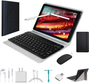 img 4 attached to 📱 10.1 Inch Android 9.0 Tablet, 2 in 1 Tablet PC with Wireless Keyboard Mouse & Tablet Case, 4GB RAM + 64GB ROM/128GB Computer Tablets, 8MP Quad Core/Dual Sim/8000 mAh,Support 3G/4G Phone Call - Black