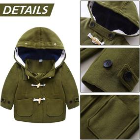 img 2 attached to 🧥 Children's Hooded Duffle Coat for Boys and Girls - Toggle Coat, Trench Coat, Mid-Length Peacoat, Wool Jacket with Pocket Overcoat (Ages 2-8 years)