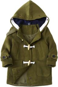 img 4 attached to 🧥 Children's Hooded Duffle Coat for Boys and Girls - Toggle Coat, Trench Coat, Mid-Length Peacoat, Wool Jacket with Pocket Overcoat (Ages 2-8 years)