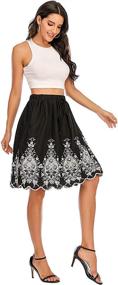 img 1 attached to 🌸 Summer Cotton A-line Flared Embroidered Knee-Length Midi Skirt for Women by Love Welove Fashion - With Lining