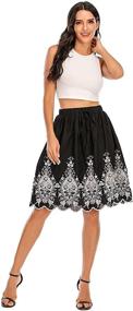 img 4 attached to 🌸 Summer Cotton A-line Flared Embroidered Knee-Length Midi Skirt for Women by Love Welove Fashion - With Lining