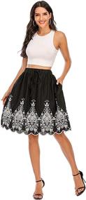 img 3 attached to 🌸 Summer Cotton A-line Flared Embroidered Knee-Length Midi Skirt for Women by Love Welove Fashion - With Lining