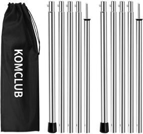 img 4 attached to KOMCLUB Adjustable Tarp Poles 78inch Camping Tent Poles: Stainless Steel Lightweight Set of 2 for Sun Sails, Canopy, Awning Shelter, Backpacking, and Hiking
