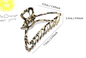 img 3 attached to 🐆 New French Design 2-Pack Leopard Print Hair Claw Clips – Metal Tortoise Claw, Women's Hair Accessories for Grip and Style