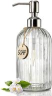 🧼 premium clear glass soap dispenser - 18 oz capacity, rust-proof stainless steel pump, refillable liquid hand soap dispenser for bathroom and kitchen logo