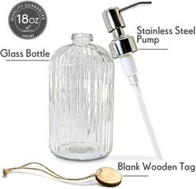 img 3 attached to 🧼 Premium Clear Glass Soap Dispenser - 18 Oz Capacity, Rust-Proof Stainless Steel Pump, Refillable Liquid Hand Soap Dispenser for Bathroom and Kitchen