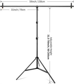 img 3 attached to Hemmotop Портативная стойка для фонового экрана T-Shape Kit 5x6.5ft с 4 зажимами-клипами 📸 и сумкой для переноски - Система поддержки фонового экрана для фото-видео студии.