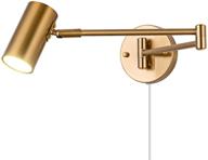 💡 brass swing arm plug in wall sconce: 4500k neutral white led wall lighting for bedroom and living room логотип