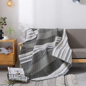 img 4 attached to 🛏️ Soul & Lane Madrona Cotton Patchwork Bedding Quilted Throw - 50" x 60" | Modern Lap Bedding Quilt for Couch and Bed - Shop Now!