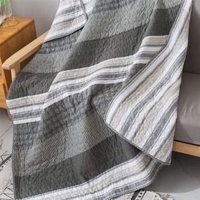 img 3 attached to 🛏️ Soul & Lane Madrona Cotton Patchwork Bedding Quilted Throw - 50" x 60" | Modern Lap Bedding Quilt for Couch and Bed - Shop Now!