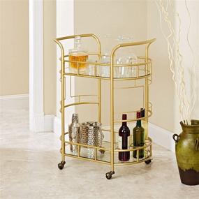 img 2 attached to 🛒 Stylish and Sturdy Gold Serving Cart with Two Tiers - Silverwood FS1133B-COM Sinclair - 17"L x 26.5"W x 34.5"H