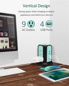 img 3 attached to 🔌 Superdanny 9.8ft Power Strip Tower USB Surge Protector Extension Cord - 9 Outlets, 4 USB, Adjustable Voltage - Ideal for PC, Tablet, Office Charging