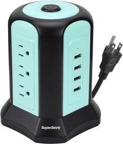 img 4 attached to 🔌 Superdanny 9.8ft Power Strip Tower USB Surge Protector Extension Cord - 9 Outlets, 4 USB, Adjustable Voltage - Ideal for PC, Tablet, Office Charging