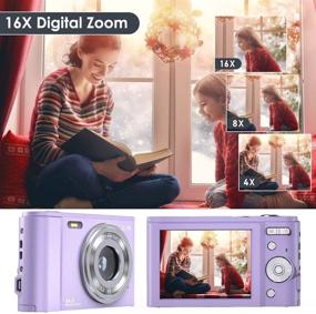 img 2 attached to 📷 Mini Digital Camera 2.7K Ultra HD 2.88 Inch LCD 44 MP Rechargeable FamBrow Pocket Vlogging Camera - Purple