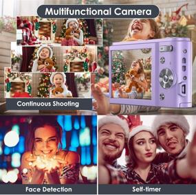 img 1 attached to 📷 Mini Digital Camera 2.7K Ultra HD 2.88 Inch LCD 44 MP Rechargeable FamBrow Pocket Vlogging Camera - Purple