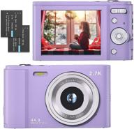 📷 mini digital camera 2.7k ultra hd 2.88 inch lcd 44 mp rechargeable fambrow pocket vlogging camera - purple logo