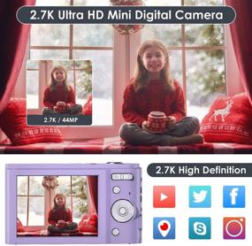 img 3 attached to 📷 Mini Digital Camera 2.7K Ultra HD 2.88 Inch LCD 44 MP Rechargeable FamBrow Pocket Vlogging Camera - Purple