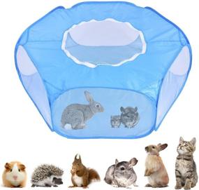 img 4 attached to 🐹 ADOGGYGO Blue Guinea Pig Cage: Rabbit Cage + Pet Playpen with Cover - Portable Small Animal Exercise Fence and Pet Tent for Guinea Pig, Bunny, Hamster, Chinchillas, Hedgehogs, Reptiles, and Kittens