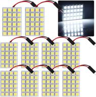 grandviewtm white 10-pack 5050 24smd led panel dome light auto car interior lamp license plate light with t10 ba9s festoon adapter (dc-12v) logo