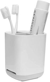 img 4 attached to Toothbrush Holder with Detachable Design: Easy Clean 3-Slot Caddy for Electric Toothbrushes, Toothpaste - Ideal for Family & Kids on Vanity, Sink, Countertop (Grey)