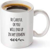 🤣 funny coffee mug - avoid my sermon! best pastor appreciation gifts for anniversary or birthday - minister gift for men or women - 11 oz tea cup white logo