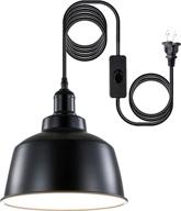 🔌 hxmls 1-pack plug in pendant light: black hanging lamp with 12.5ft cord, on/off switch for kitchen island, living room or barn (includes bulb) logo