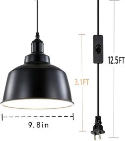 img 2 attached to 🔌 HXMLS 1-Pack Plug in Pendant Light: Black Hanging Lamp with 12.5ft Cord, On/Off Switch for Kitchen Island, Living Room or Barn (Includes Bulb)