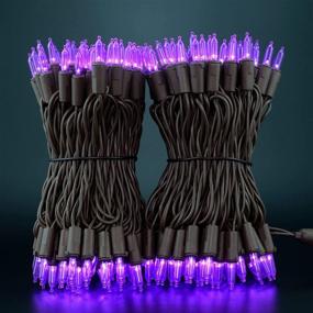 img 3 attached to 🔮 66 Feet 200 Count UL Certified Commercial Grade Purple LED Christmas Lights on Brown Wire - Ideal Halloween String Light Set (Purple - Brown Wire)