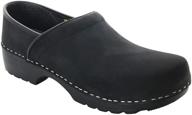 👞 stylish and comfortable bjork swedish black smooth leather men's shoes: mules & clogs logo