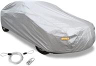 🚗 high quality waterproof car cover - uxcell 3l+ silver tone soft aluminum cover for outdoor weather protection: rain, snow, heat resistant - size: 480 x 180 x 160cm logo