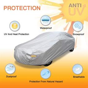 img 3 attached to 🚗 High Quality Waterproof Car Cover - uxcell 3L+ Silver Tone Soft Aluminum Cover for Outdoor Weather Protection: Rain, Snow, Heat Resistant - Size: 480 x 180 x 160cm