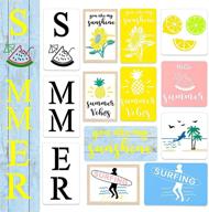 🌞 reusable summer stencils for painting on wood - 9-piece set for diy decor, wood signs, canvas, wall decor, craft and paint projects logo