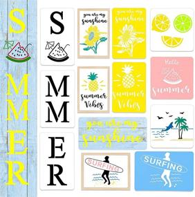 img 4 attached to 🌞 Reusable Summer Stencils for Painting on Wood - 9-Piece Set for DIY Decor, Wood Signs, Canvas, Wall Decor, Craft and Paint Projects