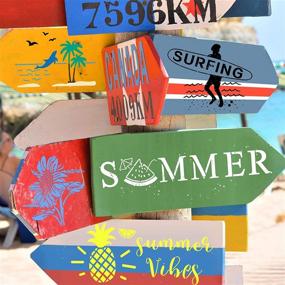 img 3 attached to 🌞 Reusable Summer Stencils for Painting on Wood - 9-Piece Set for DIY Decor, Wood Signs, Canvas, Wall Decor, Craft and Paint Projects