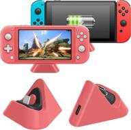 🔌 compact charger stand station with type c port - compatible with nintendo switch, switch lite, and switch oled model (coral)- charging dock for nintendo switch lite 2019 / switch oled model logo