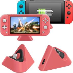 img 4 attached to 🔌 Compact Charger Stand Station with Type C Port - Compatible with Nintendo Switch, Switch Lite, and Switch OLED Model (Coral)- Charging Dock for Nintendo Switch Lite 2019 / Switch OLED Model
