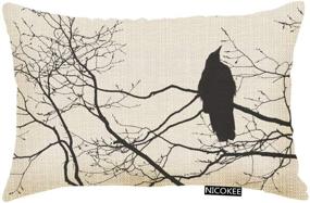 img 4 attached to Gothic Raven Tree Branch Throw Pillow Cover - 20x12 Inches Decorative Pillowcase for Stylish Home Decor by Nicokee