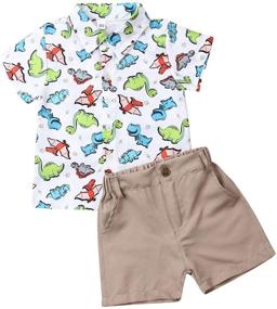 img 4 attached to 🦕 Dapper Dinosaur Toddler Clothes - Bermuda Boys' Clothing Sets