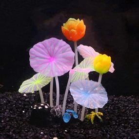 img 1 attached to 🍄 Karhood Glowing Coral Mushroom Decorations for Betta Fish Tank – Set of 4