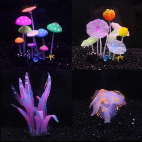 img 4 attached to 🍄 Karhood Glowing Coral Mushroom Decorations for Betta Fish Tank – Set of 4