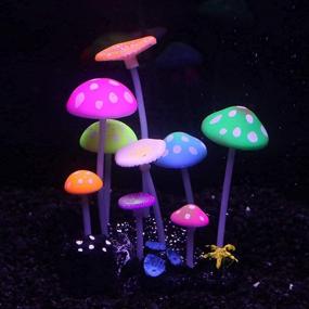 img 2 attached to 🍄 Karhood Glowing Coral Mushroom Decorations for Betta Fish Tank – Set of 4