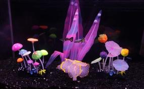 img 3 attached to 🍄 Karhood Glowing Coral Mushroom Decorations for Betta Fish Tank – Set of 4