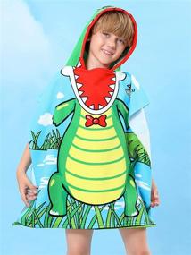 img 2 attached to 🐊 Ultra Soft Boys Hooded Beach Towels: Fast Drying Microfiber Cover Up Cape for Kids - Crocodile Design