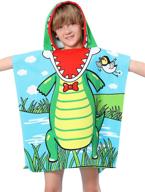 🐊 ultra soft boys hooded beach towels: fast drying microfiber cover up cape for kids - crocodile design logo