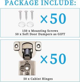 img 1 attached to KONIGEEHRE 50-Pack Soft Close 1/2” Overlay Face Frame Cabinet 🔧 Hinge - High Quality Nickel Plated Steel Concealed Hinges for Kitchen Cabinets