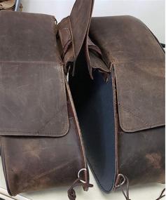 img 3 attached to 👜 Large Distressed Brown Genuine Leather Motorcycle Saddlebag Luggage Set