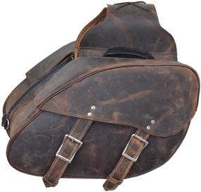 img 4 attached to 👜 Large Distressed Brown Genuine Leather Motorcycle Saddlebag Luggage Set