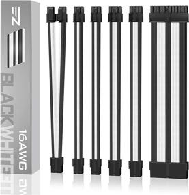img 4 attached to ✨ EZDIY-FAB Custom Power Supply Cable Extension Kit - Sleeved Extension Cables - 16 AWG - 24-Pin, 8-Pin, 6-Pin, 4+4-Pin - Black/White - Includes Combs