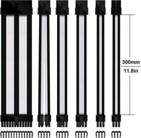 img 3 attached to ✨ EZDIY-FAB Custom Power Supply Cable Extension Kit - Sleeved Extension Cables - 16 AWG - 24-Pin, 8-Pin, 6-Pin, 4+4-Pin - Black/White - Includes Combs