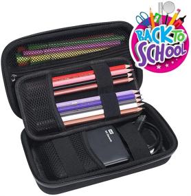 img 3 attached to 🎒 Spacious and Versatile Pencil Case - MASiKEN Multifunctional Hard Stationery Storage Bag (Black)